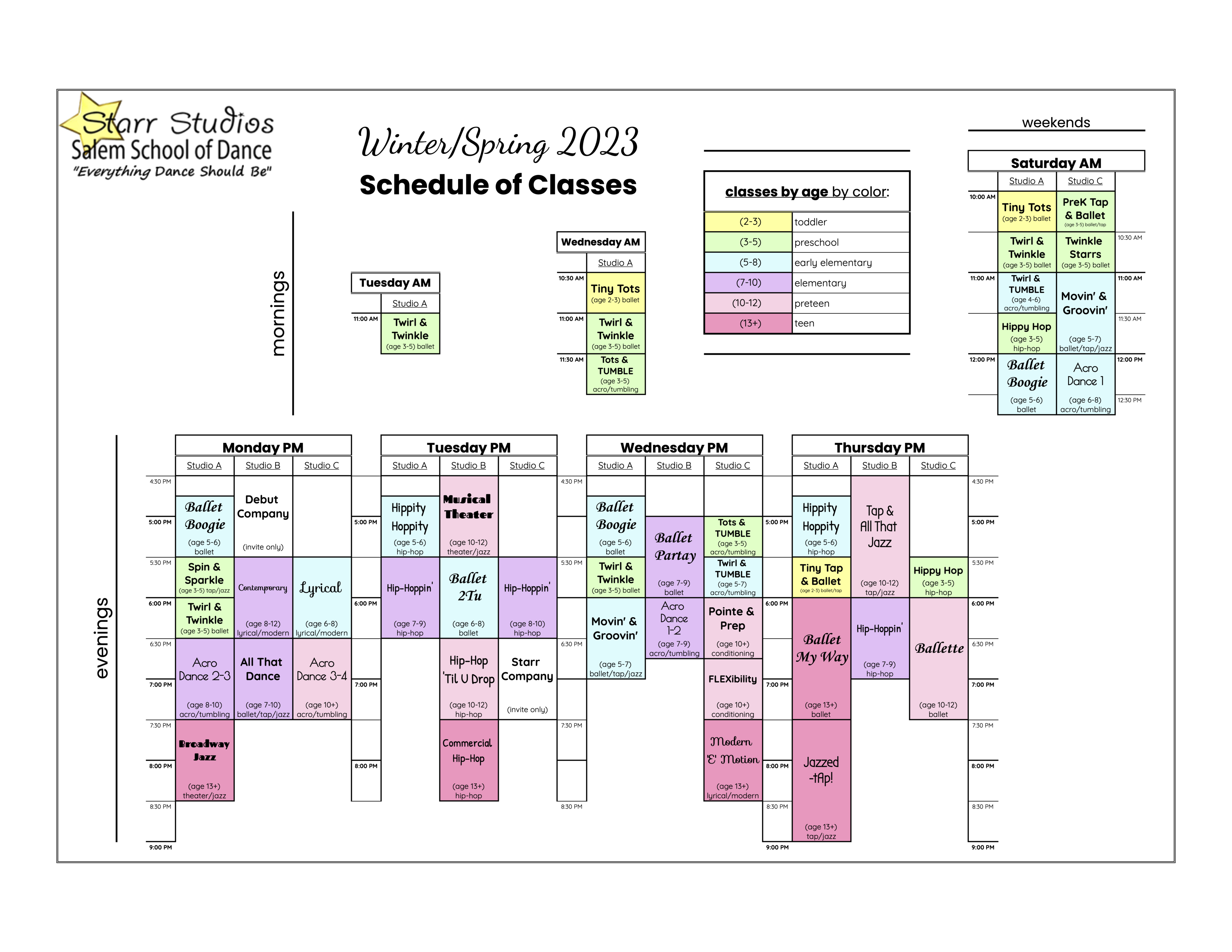 Starr Class Schedules - Spring 2023