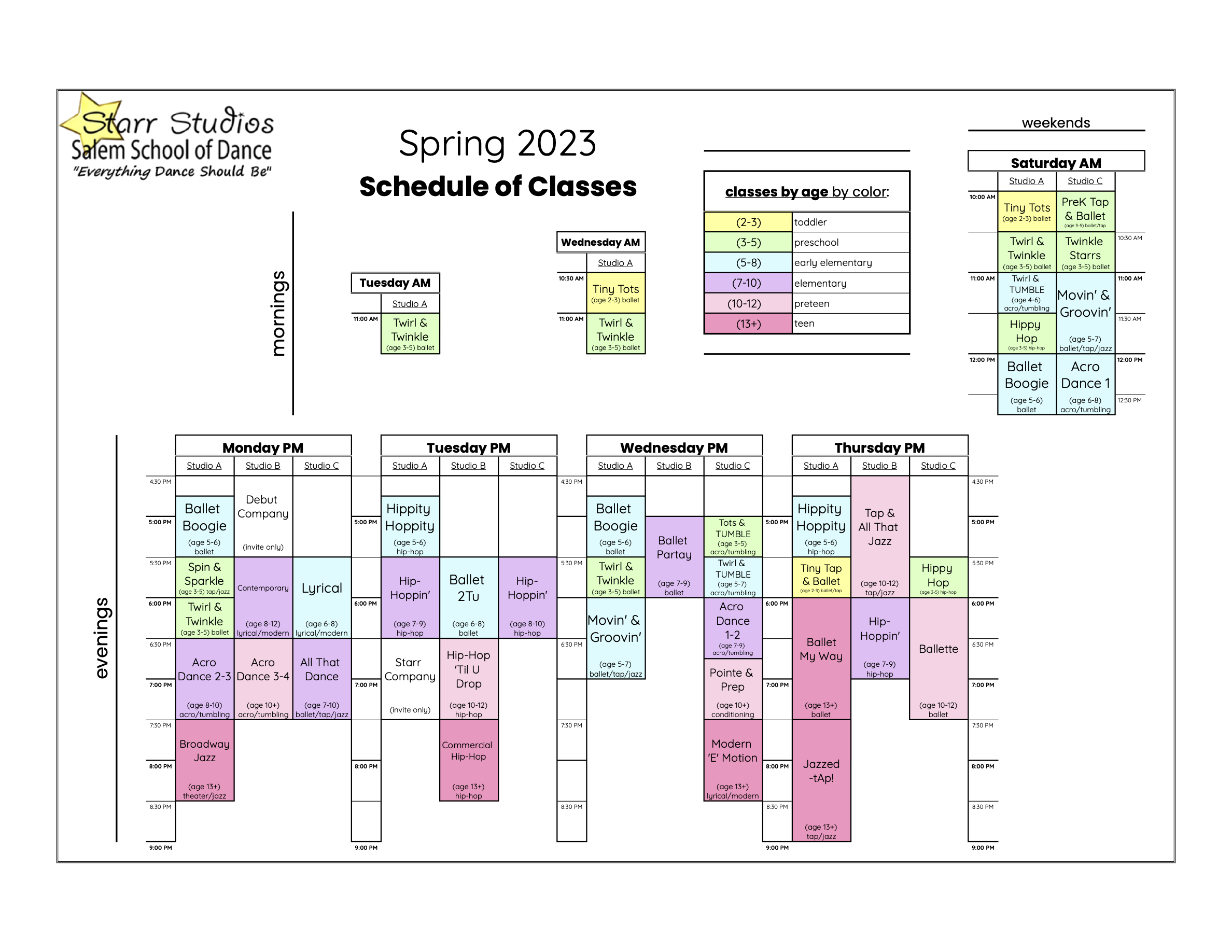 Spring 2023 Schedule